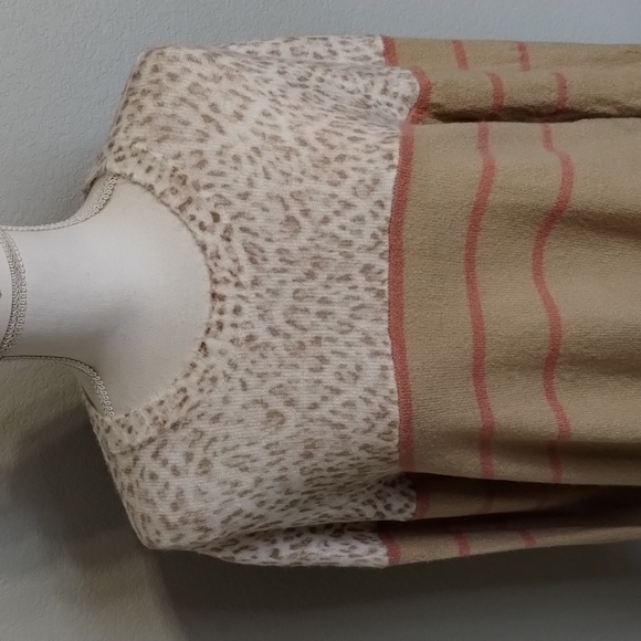 Beachlunchlounge women's XL (16-18) leopard print tan pink sweater long sleeve - Picture 2 of 11